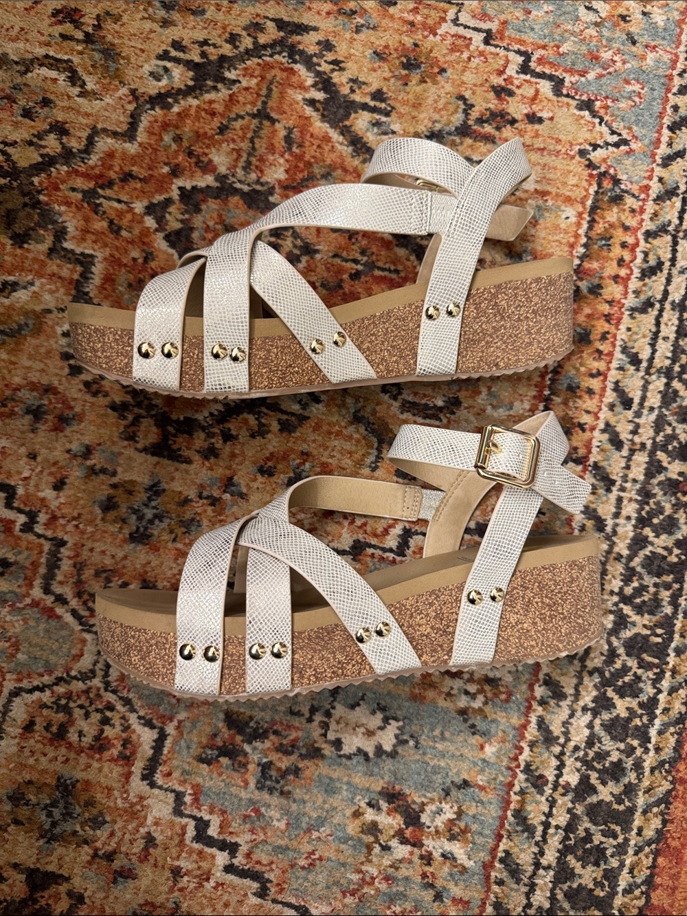 Volatile Textured Crisscross Ankle-Strap Sandals